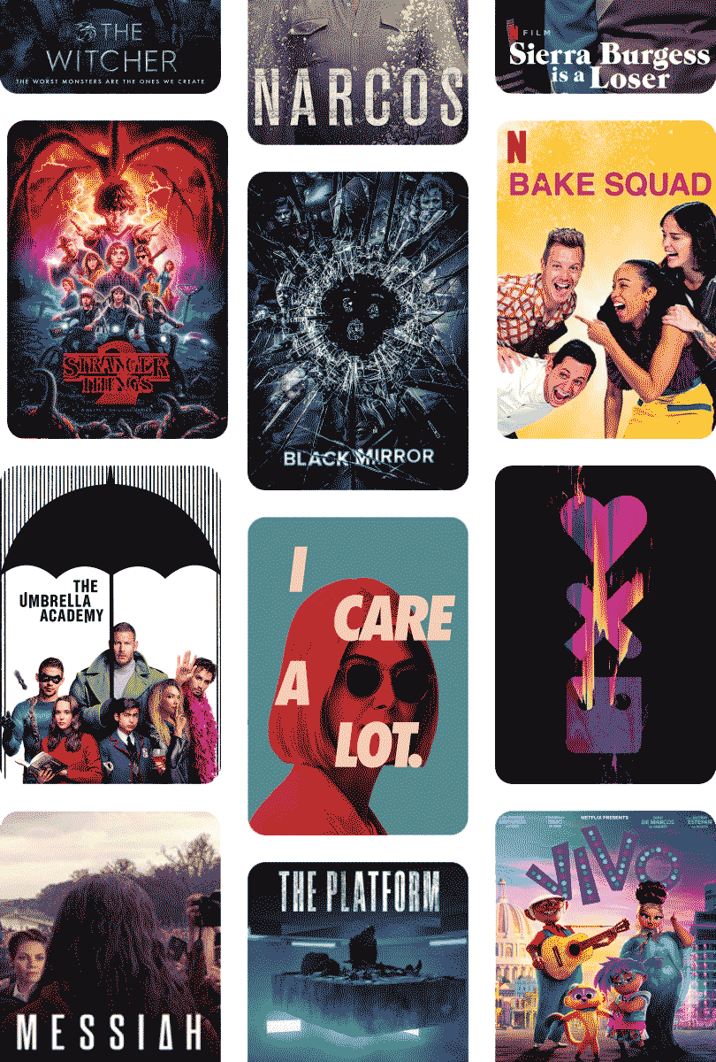 Los títulos de Netflix incluyen Narcos, Bake Squad, Stranger Things y The Umbrella Academy, entre otros.