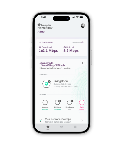 Teléfono móvil con la aplicación My Breezeline
