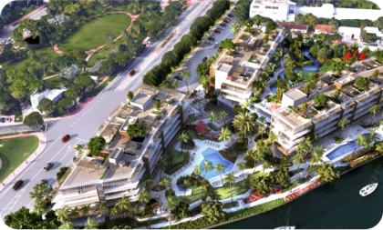 Vista aérea de una zona residencial y la carretera