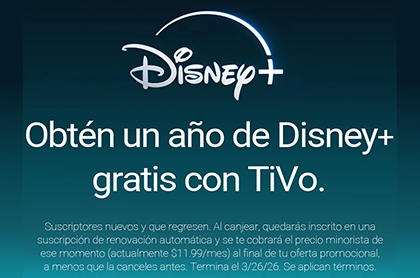 Obtén un año de Disney+ gratis con TiVo